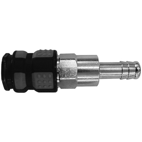 48901300 Coupling - Single Shut-off - Hose Barb Rectus and Serto Single shut-off quick couplers work without a valve in the nipple but with a valve in the quick coupler. The flow is stalled when the connection is broken. (Rectus KA serie)