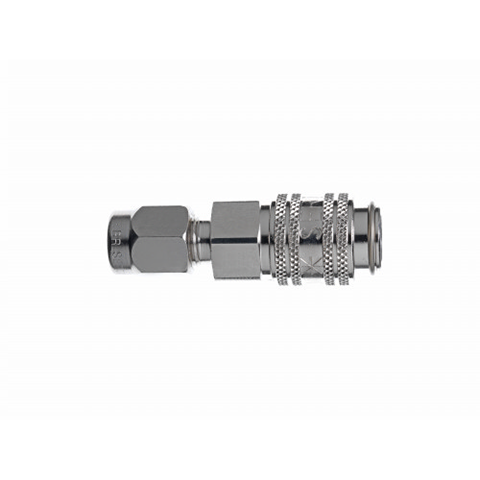 17026000 Coupling - Single Shut-off - Male Thread Rectus and Serto Single shut-off quick couplers work without a valve in the nipple but with a valve in the quick coupler. The flow is stalled when the connection is broken. (Rectus KA serie)