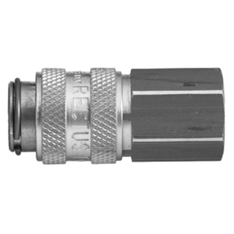 45052500 Coupling - Single Shut-off - Female Thread Rectus and Serto Single shut-off quick couplers work without a valve in the nipple but with a valve in the quick coupler. The flow is stalled when the connection is broken. (Rectus KA serie)