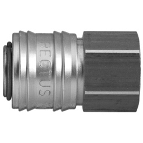 45103500 Coupling - Single Shut-off - Female Thread Rectus and Serto Single shut-off quick couplers work without a valve in the nipple but with a valve in the quick coupler. The flow is stalled when the connection is broken. (Rectus KA serie)