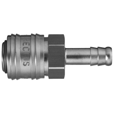 45106075 Coupling - Single Shut-off - Plastic Hose Connection Rectus and Serto Single shut-off quick couplers work without a valve in the nipple but with a valve in the quick coupler. The flow is stalled when the connection is broken. (Rectus KA serie)
