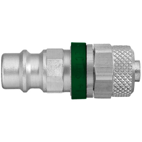 QDN Straight-Through Plastic Tube Conn. for 6x8mm hose Brass Ni Pl. Key Coded Green 26SFKO08MXN0