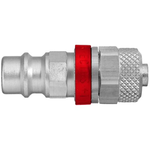 QDN Straight-Through Plastic Tube Conn. for 6x8mm hose Brass Ni Pl. Key Coded Red 26SFKO08MXN8