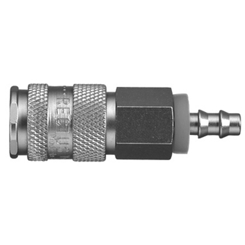 45158500 Coupling - Single Shut-off - Plastic Hose Connection Rectus and Serto Single shut-off quick couplers work without a valve in the nipple but with a valve in the quick coupler. The flow is stalled when the connection is broken. (Rectus KA serie)