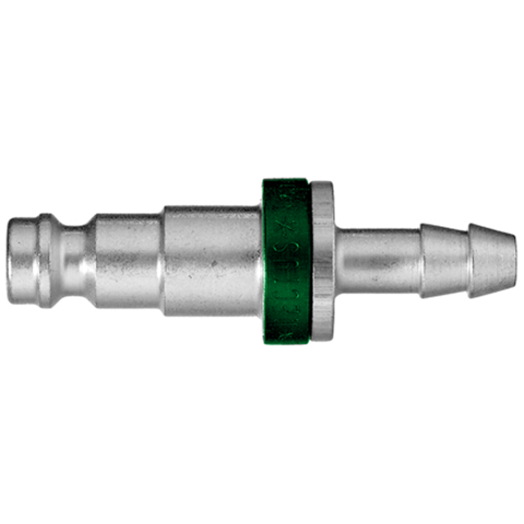 45574075 Nipple - Straight-through - Hose Barb Nipple Straight through - coded systems/ Rectukey.  The mechanical coding of the coupling and plug offers a  guarantee for avoiding mix-ups between media when coupling, which is complemented by the color coding of the anodised sleeves. Double shut-off version available on request.