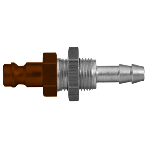 QDN Straight-Through Pan-Mnt with Hose Barb ID4mm Brass Ni Pl. Key Coded Brown 21SFTS04MXN3