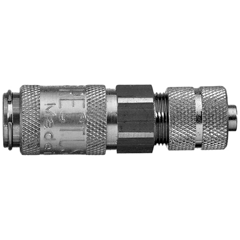 47003500 Coupling - Single Shut-off - Plastic Hose Connection Rectus and Serto Single shut-off quick couplers work without a valve in the nipple but with a valve in the quick coupler. The flow is stalled when the connection is broken. (Rectus KA serie)