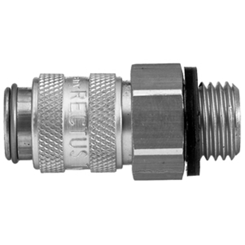 47360200 Coupling - Dry Break - Male Thread Rectus double shut-off quick couplings with flatsealing or dry-break system for leak-free design. (KL series). On the coupling and plug, our leak-free coupling systems have valves that build up no dead-space volume. As such, when the connection is broken, no drops of the medium being channelled are able to escape. This variant is especially suitable for transporting aggressive media or in sensitive environments like in cleanrooms.