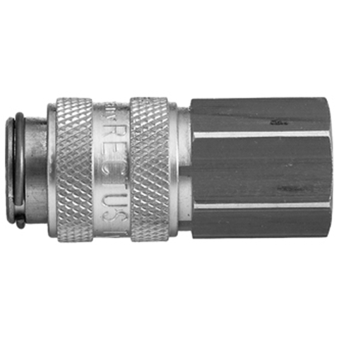 47360700 Coupling - Dry Break - Female Thread Rectus double shut-off quick couplings with flatsealing or dry-break system for leak-free design. (KL series). On the coupling and plug, our leak-free coupling systems have valves that build up no dead-space volume. As such, when the connection is broken, no drops of the medium being channelled are able to escape. This variant is especially suitable for transporting aggressive media or in sensitive environments like in cleanrooms.
