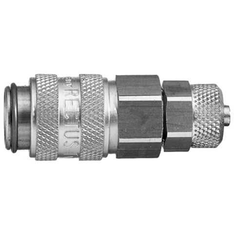 47361000 Coupling - Dry Break - Plastic Hose Connection Rectus double shut-off quick couplings with flatsealing or dry-break system for leak-free design. (KL series). On the coupling and plug, our leak-free coupling systems have valves that build up no dead-space volume. As such, when the connection is broken, no drops of the medium being channelled are able to escape. This variant is especially suitable for transporting aggressive media or in sensitive environments like in cleanrooms.