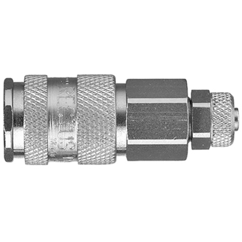 47404925 Coupling - Single Shut-off - Plastic Hose Connection Rectus and Serto Single shut-off quick couplers work without a valve in the nipple but with a valve in the quick coupler. The flow is stalled when the connection is broken. (Rectus KA serie)