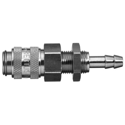QDC Safety (Single Shut-Off) Pan-Mnt with Hose Barb ID5mm Brass Ni Pl. NBR 21KSTS05MPN