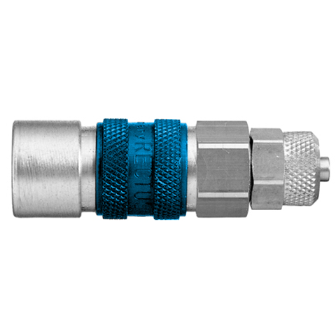 QDC Single Shut-Off Plastic Tube Conn. for 4x6mm hose Brass Ni Pl. NBR Key Coded Blue 21KAKO06MPN6