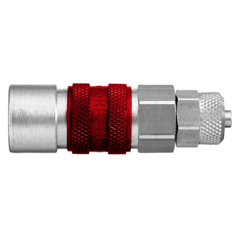 QDC Single Shut-Off Plastic Tube Conn. for 6x8mm hose Brass Ni Pl. NBR Key Coded Red 21KAKO08MPN8