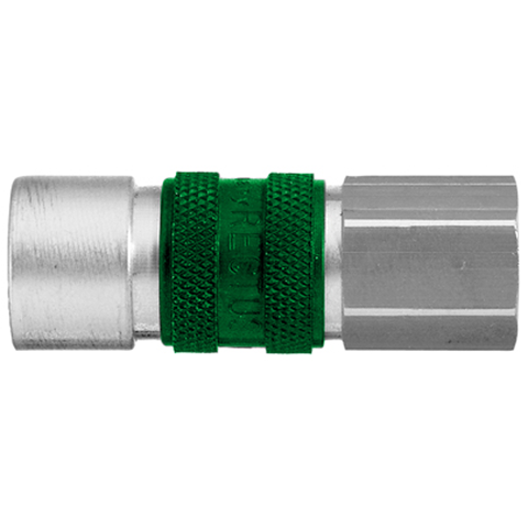 48025080 Coupling - Single Shut-off - Female Thread Rectus quick coupling single shut-off coded system - Rectukey.  The mechanical coding of the coupling and plug offers a  guarantee for avoiding mix-ups between media when coupling, which is complemented by the color coding of the anodised sleeves. Double shut-off version available on request.