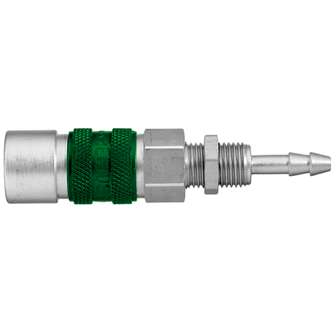 QDC Single Shut-Off Pan-Mnt with Hose Barb 4mm Brass NBR RECTUKey Green 21KATS04MPX0