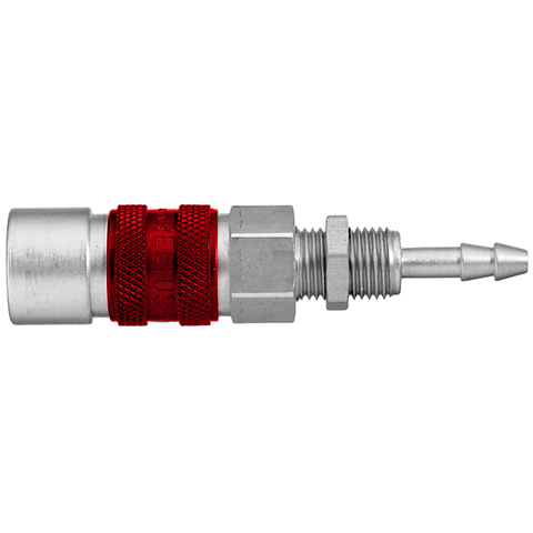 QDC Single Shut-Off Pan-Mnt with Hose Barb 6mm Brass NBR RECTUKey Red 21KATS06MPX8