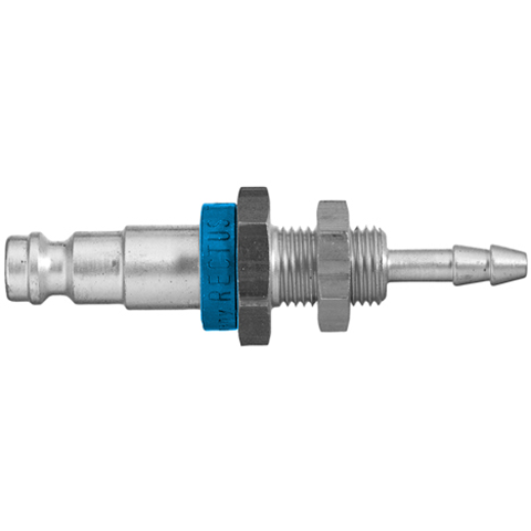 QDN Straight-Through Pan-Mnt with Hose Barb 4mm Brass RECTUKey Blue 21SFTS04MXX6