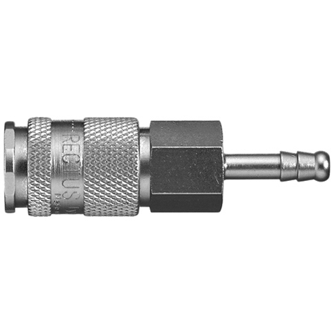 48033500 Coupling - Single Shut-off - Hose Barb Rectus and Serto Single shut-off quick couplers work without a valve in the nipple but with a valve in the quick coupler. The flow is stalled when the connection is broken. (Rectus KA serie)