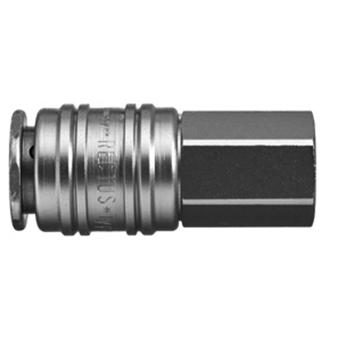 48053500 Coupling - Single Shut-off - Female Thread Rectus and Serto Single shut-off quick couplers work without a valve in the nipple but with a valve in the quick coupler. The flow is stalled when the connection is broken. (Rectus KA serie)