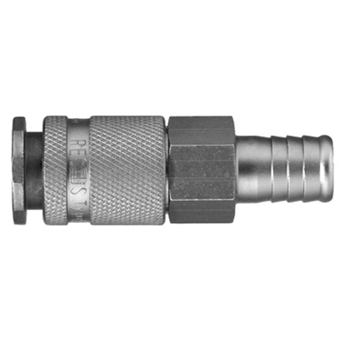 48103000 Coupling - Single Shut-off - Hose Barb Rectus and Serto Single shut-off quick couplers work without a valve in the nipple but with a valve in the quick coupler. The flow is stalled when the connection is broken. (Rectus KA serie)