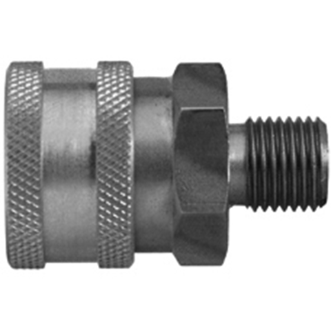 48175500 Coupling - Straight Through - Male Thread Rectus en Serto Straight through quick couplers with full bore works without a valve and thus achieve the best possible flow (flow). The turbulence which is normally caused by the intergrated valves is not present.