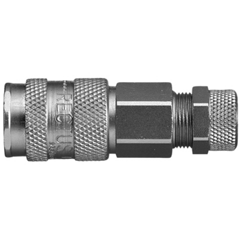48644590 Coupling - Single Shut-off - Plastic Hose Connection Rectus and Serto Single shut-off quick couplers work without a valve in the nipple but with a valve in the quick coupler. The flow is stalled when the connection is broken. (Rectus KA serie)