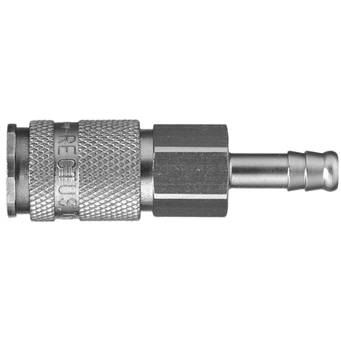 48673000 Coupling - Single Shut-off - Hose Barb Rectus and Serto Single shut-off quick couplers work without a valve in the nipple but with a valve in the quick coupler. The flow is stalled when the connection is broken. (Rectus KA serie)