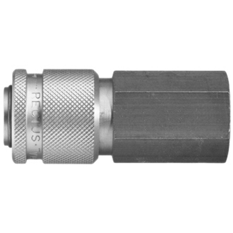 48695100 Coupling - Single Shut-off - Female Thread Rectus and Serto Single shut-off quick couplers work without a valve in the nipple but with a valve in the quick coupler. The flow is stalled when the connection is broken. (Rectus KA serie)