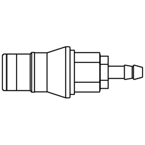 48830980 Coupling - Single Shut-off - Hose Barb Rectus quick coupling single shut-off coded system - Rectukey.  The mechanical coding of the coupling and plug offers a  guarantee for avoiding mix-ups between media when coupling, which is complemented by the color coding of the anodised sleeves. Double shut-off version available on request.