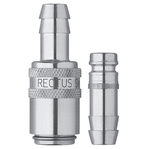 48900205 Nipple - Straight Through - Male Thread Serto and Rectus  quick coupling Straight through nipples and plugs with full bore work without a valve and thus achieve the best possible flow (flow). The turbulence which is normally caused by the intergrated valves is not present.