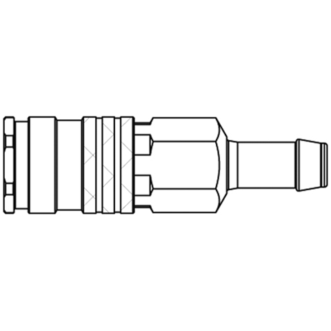 48900900 Coupling - Single Shut-off - Hose Barb Rectus and Serto Single shut-off quick couplers work without a valve in the nipple but with a valve in the quick coupler. The flow is stalled when the connection is broken. (Rectus KA serie)