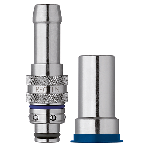 48919575 Nipple - Straight Through - Male Thread Serto and Rectus  quick coupling Straight through nipples and plugs with full bore work without a valve and thus achieve the best possible flow (flow). The turbulence which is normally caused by the intergrated valves is not present.