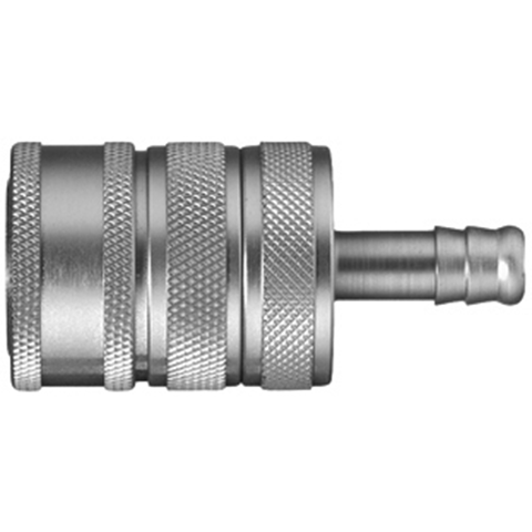 48930140 Coupling - Straight Through - Hose Barb Rectus en Serto Straight through quick couplers with full bore works without a valve and thus achieve the best possible flow (flow). The turbulence which is normally caused by the intergrated valves is not present.