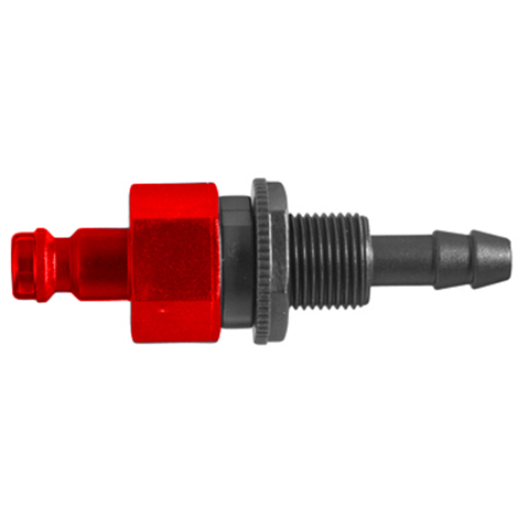 QDN Double Shut-Off Pan-Mnt with Hose Barb 6mm POM NBR Coded System Red 21SBTS06DPXR