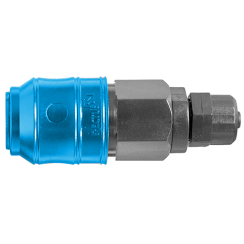 QDC Double Shut-Off Plastic Tube Conn. for 6x8mm hose POM NBR Key Coded Blue 21KBKO08DPXGB