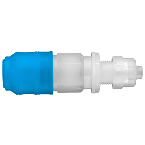 QDC Double Shut-Off Pan-Mnt Pl. 4x6mm hose PVDF FKM/FPM Key Coded Blue 21KBKS06FVXGB