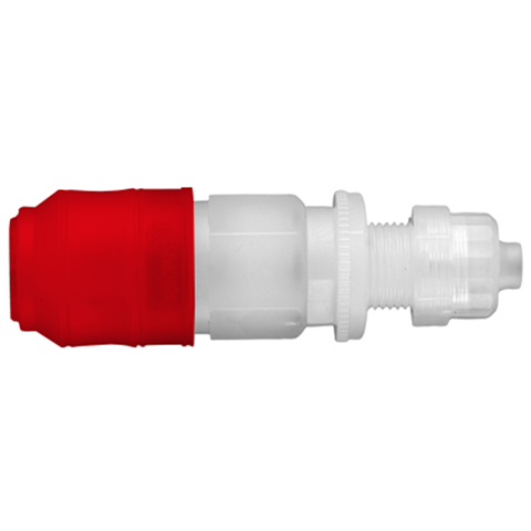 QDC Double Shut-Off Pan-Mnt Pl. 4x6mm hose PVDF FKM/FPM Key Coded Red 21KBKS06FVXGR