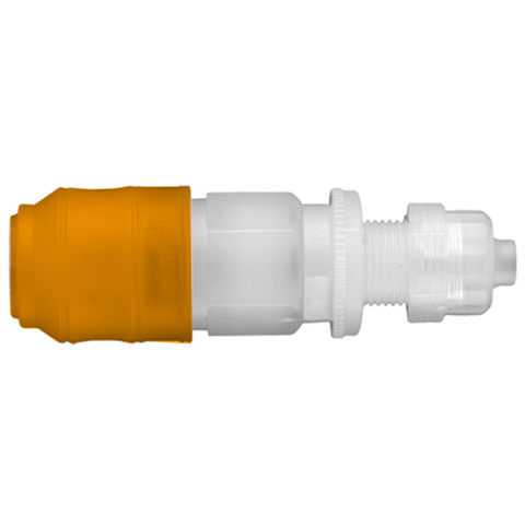 QDC Double Shut-Off Pan-Mnt Pl. 4x6mm hose PVDF FKM/FPM Key Coded Yellow 21KBKS06FVXGY