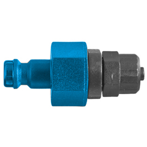 QDN Double Shut-Off Plastic Tube Conn. for 6x8mm hose POM NBR Key Coded Blue 21SBKO08DPXB
