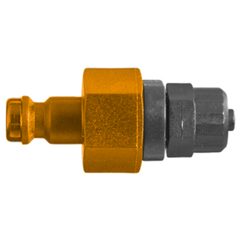 QDN Double Shut-Off Plastic Tube Conn. for 6x8mm hose POM NBR Key Coded Yellow 21SBKO08DPXY