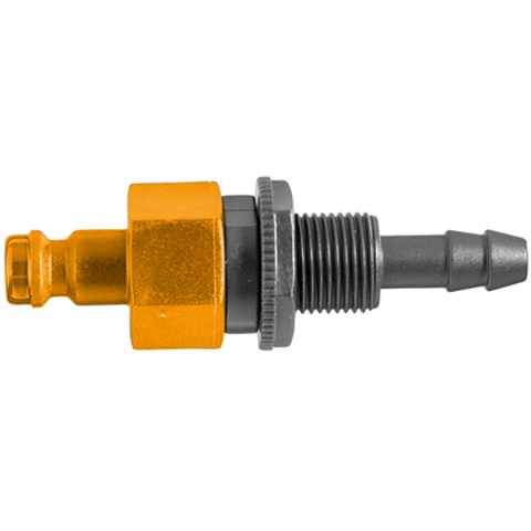 QDN Double Shut-Off Pan-Mnt with Hose Barb ID4mm POM NBR Key Coded Yellow 21SBTS04DPXY