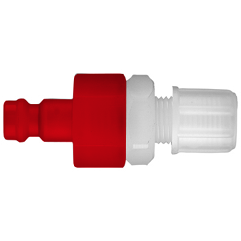QDN Double Shut-Off Plastic Tube Conn. hoses 4x6mm PVDF FKM/FPM Key Coded Red 21SBKP06FVXR