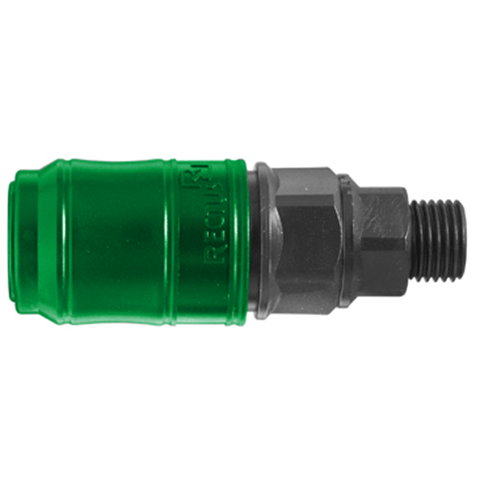 QDC Double Shut-Off Male G1/4 POM NBR Coded System Green 48KBAW13DPXG
