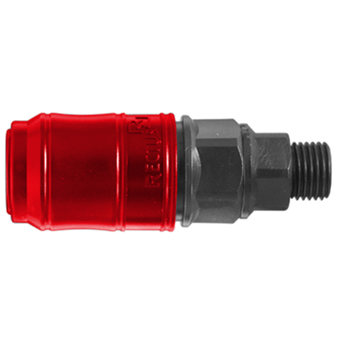 QDC Double Shut-Off Male G1/4 POM NBR Coded System Red 48KBAW13DPXR