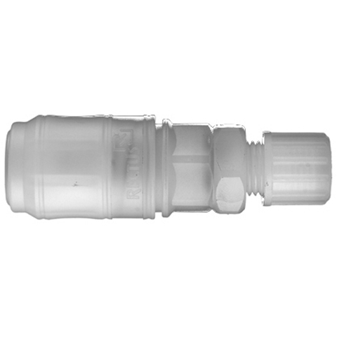 QDC Double Shut-Off Plastic Tube Conn. For Hard Plastic Hoses 6x8mm PVDF FKM/FPM 48KBKP08FVX
