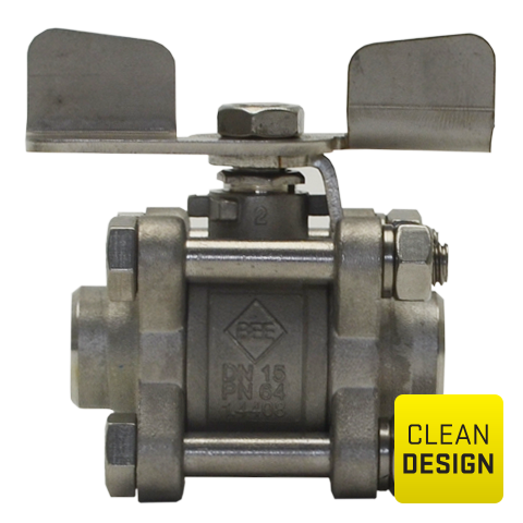 52014266 Kogelkraan Driedelig- 2 weg Three-piece ball valves in brass or stainless steel ( Polished) are often used in applications where the flow and maintenance plays an important role.
